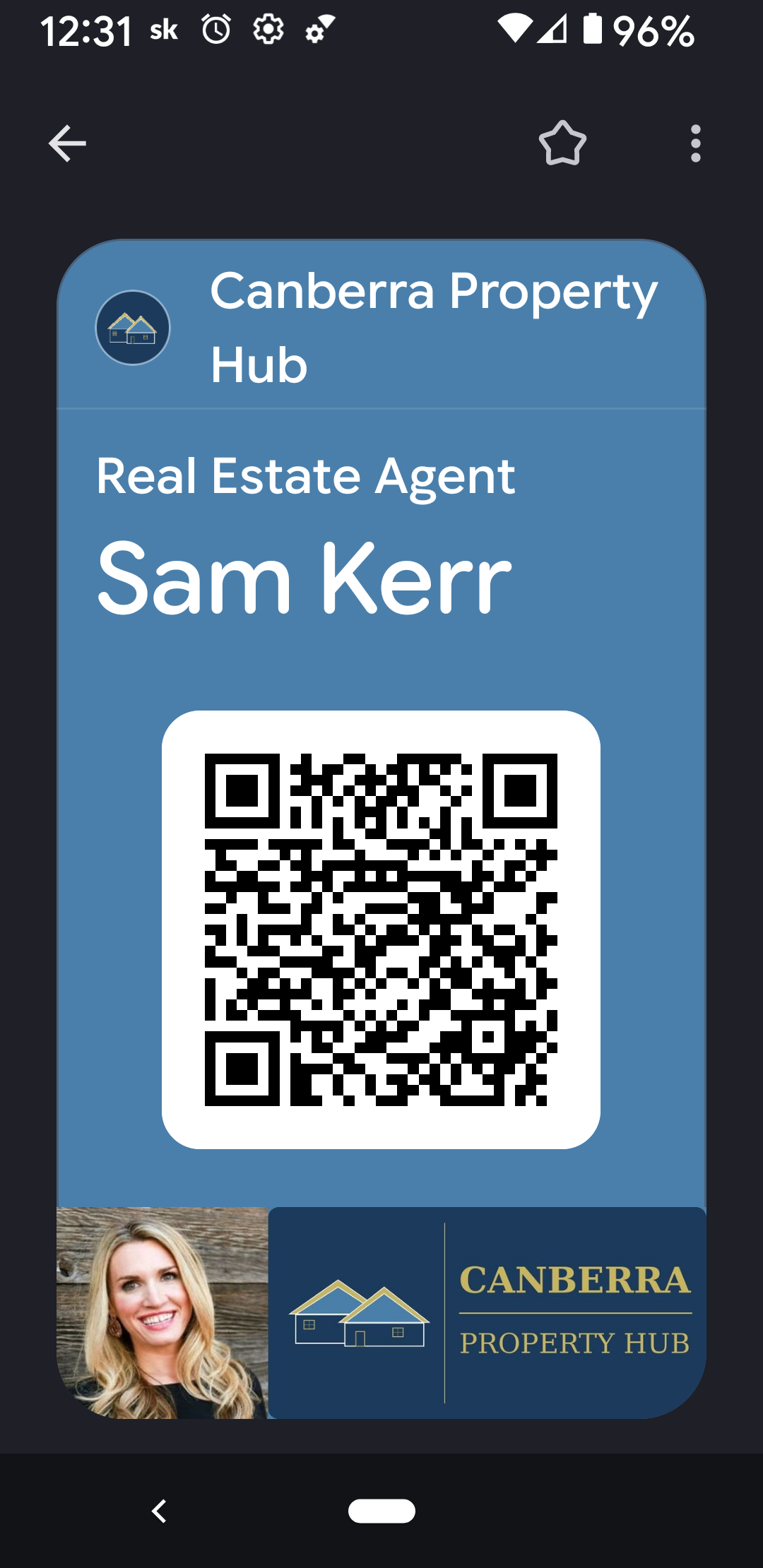 Saved pass open in Google Wallet, showing its own live QR code
